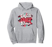 Malle Party Crew Mallorca Urlaub Outfit Damen Herren Design Pullover Hoodie, Unisex für Erwachsene, Grau Meliert, XXL