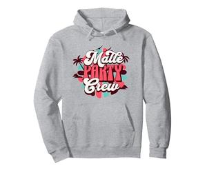 Malle Party Crew Mallorca Urlaub Outfit Damen Herren Design Pullover Hoodie, Unisex für Erwachsene, Grau Meliert, L