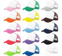 Malloom 15 Stück Blank Trucker Hat Mesh Cap Herren und Damen Baseball Cap DIY Graffiti Hot Stamping Duck Tongue Cap