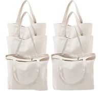 Malloom 6 STÜCK Baumwolltasche 34x40 cm, Jutebeutel mit Reißverschluss und kurzen Henkeln, unbedruckt Stoffbeutel Einkaufstasche für Sport, Shopping, Lebensmittel