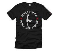 Mallorca - Perle der Karibik Sylt Ostsee Malle Urlaub Fun Spaß T-Shirt #35504, Größe:XL, Farbe:Schwarz