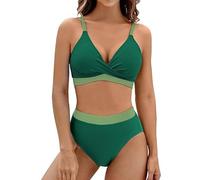 MALSSE Zweiteiliger Damen-Badeanzug, geteilt, hohe Taille, Bikinis-Set, weibliche Badeanzüge für Urlaub, Surfen, Badeanzüge für Damen, hohe Taille, zweiteilige Badeanzüge