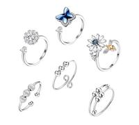 MALUGOGO 6 Stück Verstellbare Kupfer Fidget Ringe mit Offenem Design für Damen und Herren Stilvoll und Einfach für Täglichen Gebrauch zur Stresslinderung