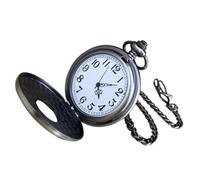 MALUGOGO Antike Mechanische Taschenuhr aus Bronze mit Hohlem Deckel Große Retro holzmaserung Präzises Quarzwerk Inkl Abnehmbarer Kette Vintage Pocket Watch Anhänger für Herren und Damen
