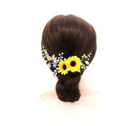 MALUGOGO Blumen-Haarschmuck, leichtes Sonnenblumen-Design mit Details und Perlenkristallmaterial für die Braut, bleibt fest auf dem Kopf für Urlaub und Performance-Party