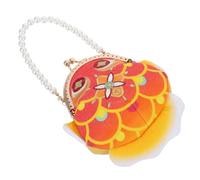 MALUGOGO Clutch in Fischform mit gesticktem chinesischem Fischmuster, tragbare 3D-Form Münzbörse mit Kuss-Lock-Verschluss und Kunstperlengriff für lässige Ausflüge