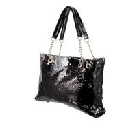 MALUGOGO Große Pailletten Handtasche mit Reißverschluss und Kette Wandelbare Glitzer Tragetasche aus Pu Leder Schultertasche mit Großem Fassungsvermögen für Strand und Alltag