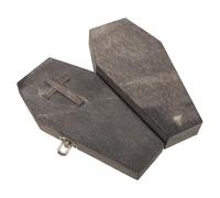 MALUGOGO Halloween Schmuckkasten Damen Holz Sargform Leicht und Tragbar Klassische Schwarze Halsketten Sargbox für Gruselige Party und Riegel Dekoration