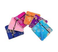 MALUGOGO Kleines Portemonnaie-Set im chinesischen Vintage-Stil, Seiden-Reißverschluss, mit zufälligem Muster, Brokatgeldbörsen für Damen, geeignet für den täglichen Gebrauch und Schmuckaufbewahrung
