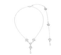 MALUGOGO Schlichte Kristall-Halskette für Damen, einzigartiger Anhänger, silberfarbene Rückenkette, modisch, elegant, Brautschmuck für Hochzeit und den täglichen Gebrauch
