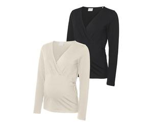 MAMA.LICIOUS Damen Mlkerrie Tess Ls JRS Top 2-P Noos, Birch, Medium