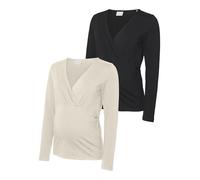 Mamalicious Kerrie Tess Maternity Long Sleeve T-shirt 2 Units Weiß,Schwarz XL Damen,Mädchen