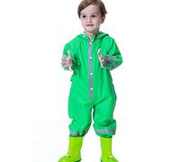 mama stadt Kinder Regenoverall Jungen Mädchen Regenanzug Reflektierender Regenmantel 100% Wasserdicht Regenfest Regenjacke Regen Overall, Frosch Grün/L (6-8 Jahre)