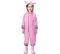 mama stadt Kinder Regenoverall Jungen Mädchen Regenanzug Reflektierender Regenmantel 100% Wasserdicht Regenfest Regenjacke Regen Overall, Rosa Hase/S (2-4 Jahre)