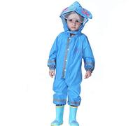 mama stadt Kinder Regenoverall Jungen Mädchen Regenanzug Reflektierender Regenmantel 100% Wasserdicht Regenfest Regenjacke Regen Overall, Elefantenblau/S (2-4 Jahre)