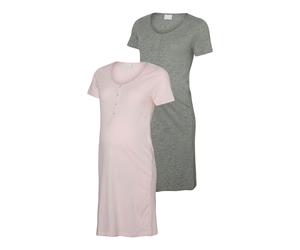 MAMALICIOUS® 2er-Pack Nachthemden MLMIRA L grau/rosa
