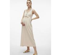 Mamalicious Evi Lia Ankle Sleeveless Midi Dress Beige XL Frau