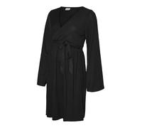 Umstandskleid MAMALICIOUS "MLMAEVE TESS LS JRS DRESS 2F NOOS", Damen, Gr. S, N-Gr, schwarz, Web, Obermaterial: 85% Viskose, 15% Polyester, unifarben, regular fit, V-Ausschnitt, Fledermausärmel, Kleide