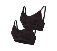 Bustier MAMALICIOUS "MLILJA FEED ME BRA NF 2-P A. NOOS", Damen, Gr. L (XL), N-Gr, schwarz (schwarz pack:schwarz), Jersey, Obermaterial: 73% Nylon, 20% Polyamid, 7% Elasthan, unifarben, normal, BHs Bus