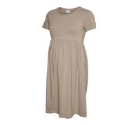 Jerseykleid MAMALICIOUS "MLMIA SS JRS ABK SKATER DRESS NOOS", Damen, Gr. XL, N-Gr, moon rock, Jersey, Obermaterial: 95% Baumwolle, 5% Elasthan, unifarben, regular fit kniefrei, Rundhals, Kleider Jerse