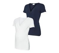 Mamalicious Women's Mlkate Tess Ss Top 2-P 2F. A. Noos T-Shirt, Navy Blazer/Pack:Snow White, X-Large