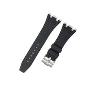 MAMA'S PEARL 27mm 28mm 30mm Gummi Silikon Uhrenarmband Fit For AP Fit For Royal For Oak Offshore Serie Uhrenarmband Damen Herren Armband Weiches Armband(Black-silver,28mm)