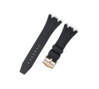 MAMA'S PEARL 27mm 28mm 30mm Gummi Silikon Uhrenarmband Fit For AP Fit For Royal For Oak Offshore Serie Uhrenarmband Damen Herren Armband Weiches Armband(Black-rose gold,28mm)