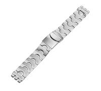 MAMA'S PEARL Edelstahl-Armband, passend for Swatch-Uhrenarmband, 17 mm bis 19 mm, gezahnte Schnittstelle, Armbanduhren-Band for Männer und Frauen, solides Metall-Uhrenarmband(Silver,17mm)