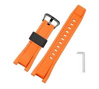 MAMA'S PEARL Ersatzarmband Aus Weichem Gummi Passend For Casio For G-SHOCK GST-B100/S300/410/210/W110/W100/S110/S100, Silikonband, Herrenarmband, 26 X 14 Mm(Orange-black B)