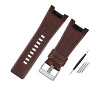 MAMA'S PEARL Fit For Diesel DZ1216 DZ1273 DZ4246 DZ4247DZ287 Leder Armband Armband 32mm Gekerbt Herren Armband Armbanduhren Band(A Brown-silver)
