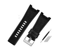 MAMA'S PEARL Fit For Diesel DZ1216 DZ1273 DZ4246 DZ4247DZ287 Leder Armband Armband 32mm Gekerbt Herren Armband Armbanduhren Band(A black -silver)
