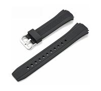 MAMA'S PEARL Harz-TPU-Uhrenarmband passend for Casio passend for EDIFICE Serie 5119 EF-552 Sport wasserdichtes schweißfestes Silikon 19 mm Uhrenarmband Herrenarmband(Black-Silver Buckle)