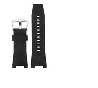 MAMA'S PEARL Herren-Uhrenarmband Aus Canvas Und Leder, 26 Mm, Passend For Casio GST-B100 S130 W300GL 400G W330 GST-W120L S120 W130L S100-Serie, Uhrenzubehör(Black canvas silver)