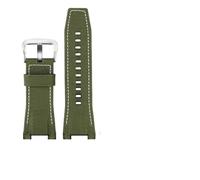 MAMA'S PEARL Herren-Uhrenarmband Aus Canvas Und Leder, 26 Mm, Passend For Casio GST-B100 S130 W300GL 400G W330 GST-W120L S120 W130L S100-Serie, Uhrenzubehör(Green canvas silver)