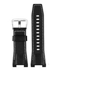 MAMA'S PEARL Herren-Uhrenarmband Aus Canvas Und Leder, 26 Mm, Passend For Casio GST-B100 S130 W300GL 400G W330 GST-W120L S120 W130L S100-Serie, Uhrenzubehör(Black white silver)