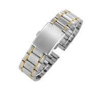 MAMA'S PEARL Universelles Armband Aus Stahl Mit Flachem Ende, Passend For Seiko, Edelstahl-Armband, Passend For Rolex, Herren- Und Damenarmband, Zubehör(Silver gold,14mm)