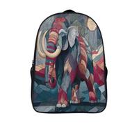Mammut-Kunst im Buntglas-Stil Kinder Für Schule Und Reise Kinderrucksack Einstellschnalle Schultergurte,Outdoor Backpack 16 inch