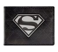 Man of Steel Superman Hoffnung Metallabzeichen Emblem Geldbörse/Geldbeutel Bi-Fold ID- & Kartenhalter, Schwarz