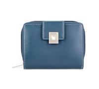 MANAGE Premium Geldbörse Damen Blau - RFID NFC Schutz - Geräumiges Echtleder Portemonnaie Frauen mittelgroß - Leder Geldbeutel viele Fächer mit Reißverschluss (Blau)