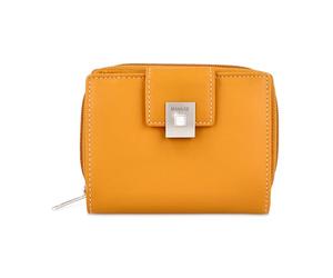 MANAGE Premium Geldbörse Damen Gelb - RFID NFC Schutz - Geräumiges Echtleder Portemonnaie Frauen mittelgroß - Leder Geldbeutel viele Fächer mit Reißverschluss (Gelb)