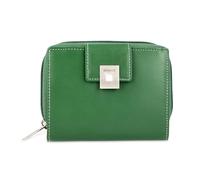 MANAGE Premium Geldbörse Damen Grün - RFID NFC Schutz - Geräumiges Echtleder Portemonnaie Frauen mittelgroß - Leder Geldbeutel viele Fächer mit Reißverschluss (Grün)