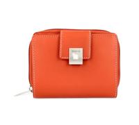 MANAGE Premium Geldbörse Damen Orange - RFID NFC Schutz - Geräumiges Echtleder Portemonnaie Frauen mittelgroß - Leder Geldbeutel viele Fächer mit Reißverschluss (Orange)