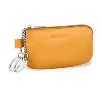 MANAGE Schlüsseletui mit 2 separaten Reißverschlussfächern aus echtem Leder in Gelb für Damen und Herren, kompakte Schlüsseltasche für Schlüssel und Autoschlüssel