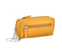 MANAGE XXL Schlüsselmäppchen mit 2 separaten Reißverschlussfächern aus echtem Leder in Gelb für Damen und Herren, kompaktes Schlüsseletui für Autoschlüssel und Schlüssel