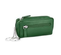 MANAGE XXL Schlüsselmäppchen mit 2 separaten Reißverschlussfächern aus echtem Leder in Grün für Damen und Herren, kompaktes Schlüsseletui für Autoschlüssel und Schlüssel