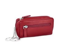 MANAGE XXL Schlüsselmäppchen mit 2 separaten Reißverschlussfächern aus echtem Leder in Rot für Damen und Herren, kompaktes Schlüsseletui für Autoschlüssel und Schlüssel