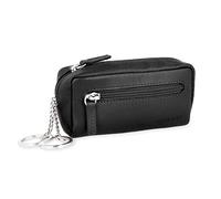 MANAGE XXL Schlüsselmäppchen mit 2 separaten Reißverschlussfächern aus echtem Leder in Schwarz für Damen und Herren, kompaktes Schlüsseletui für Autoschlüssel und Schlüssel