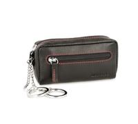 MANAGE XXL Schlüsseltasche Leder Schwarz-Rot für Damen und Herren - Schlüsseltasche mit Münzfach - echtleder Schlüsseletui Schlüsselmäppchen keychain Unisex Schlüssel Autoschlüssel Schwarz-Rot