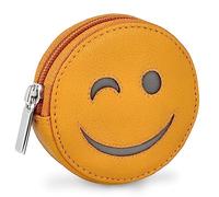 MANAGE Zwinker-Gesicht Börse mit Schlüsselring - inkl. Geschenkbox - Minigeldbörse für Frauen und Kinder - Schlüsselmäppchen Damen Leder Gelb 32716-14