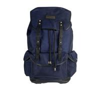 manbefair Lässiger Rucksack Vienna aus recyceltem Nylon Gewebe und Rinds-Leder Blau